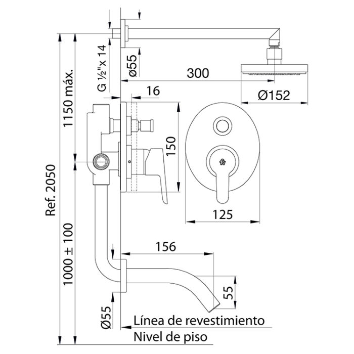 0106 B5 Puelo Monocomando Ducha con Transferencia CR FV 2