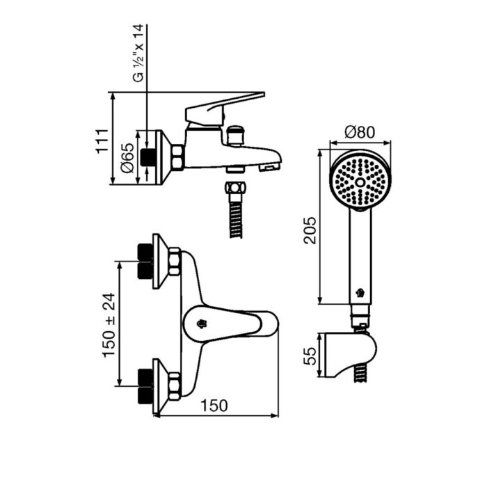 0310 M4 Compacta Monocomando Ducha Exterior con Transferencia CR FV 2