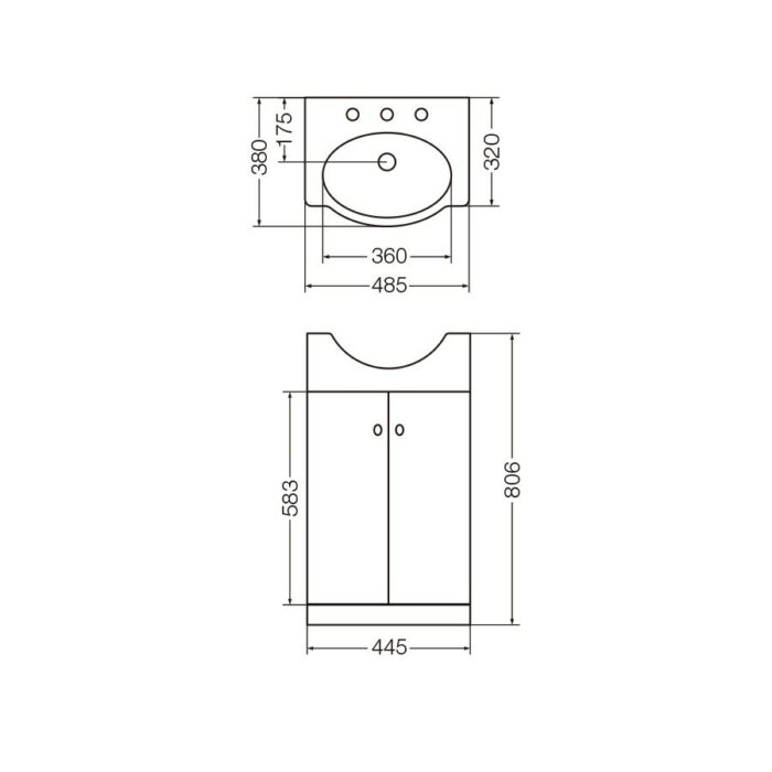 Venecia X4VL Mueble 48cm Puerta Lisa Blanca Ferrum 2