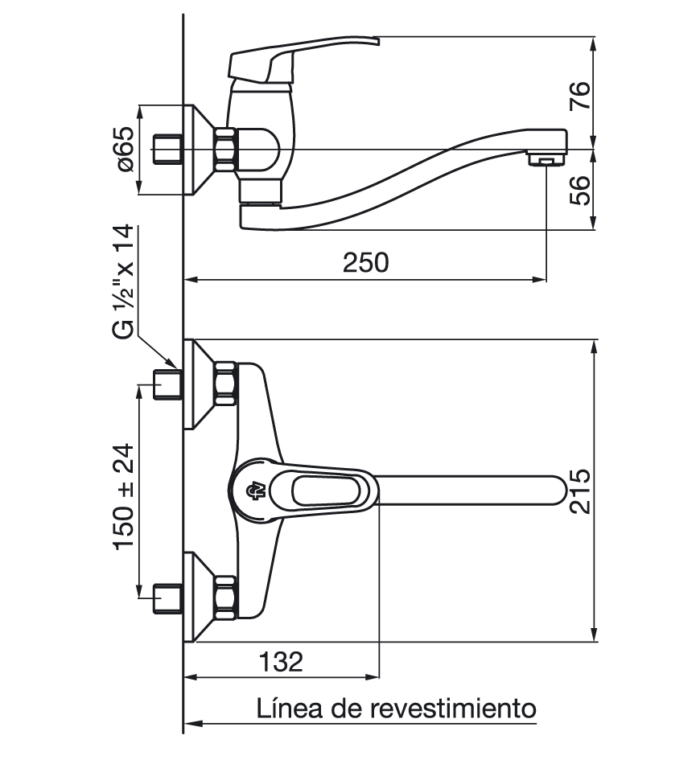 0406 B1 Arizona Monocomando Cocina Exterior Pared CR FV 2