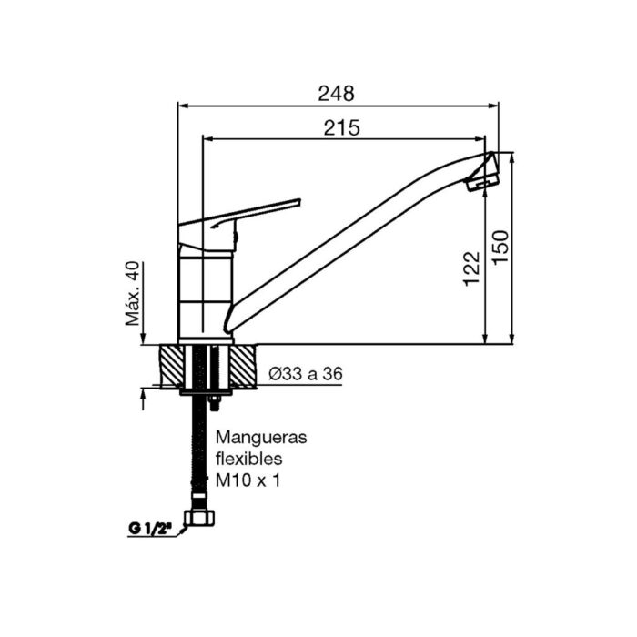 0411.01 M4 Compacta Monocomando Cocina Mesada CR FV 2